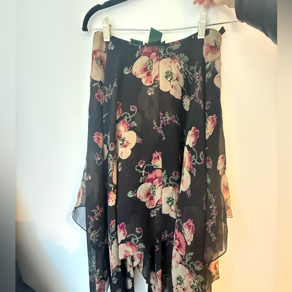 Lauren Ralph Lauren vintage silk handkerchief hem floral Skirt M - Picture 3 of 8